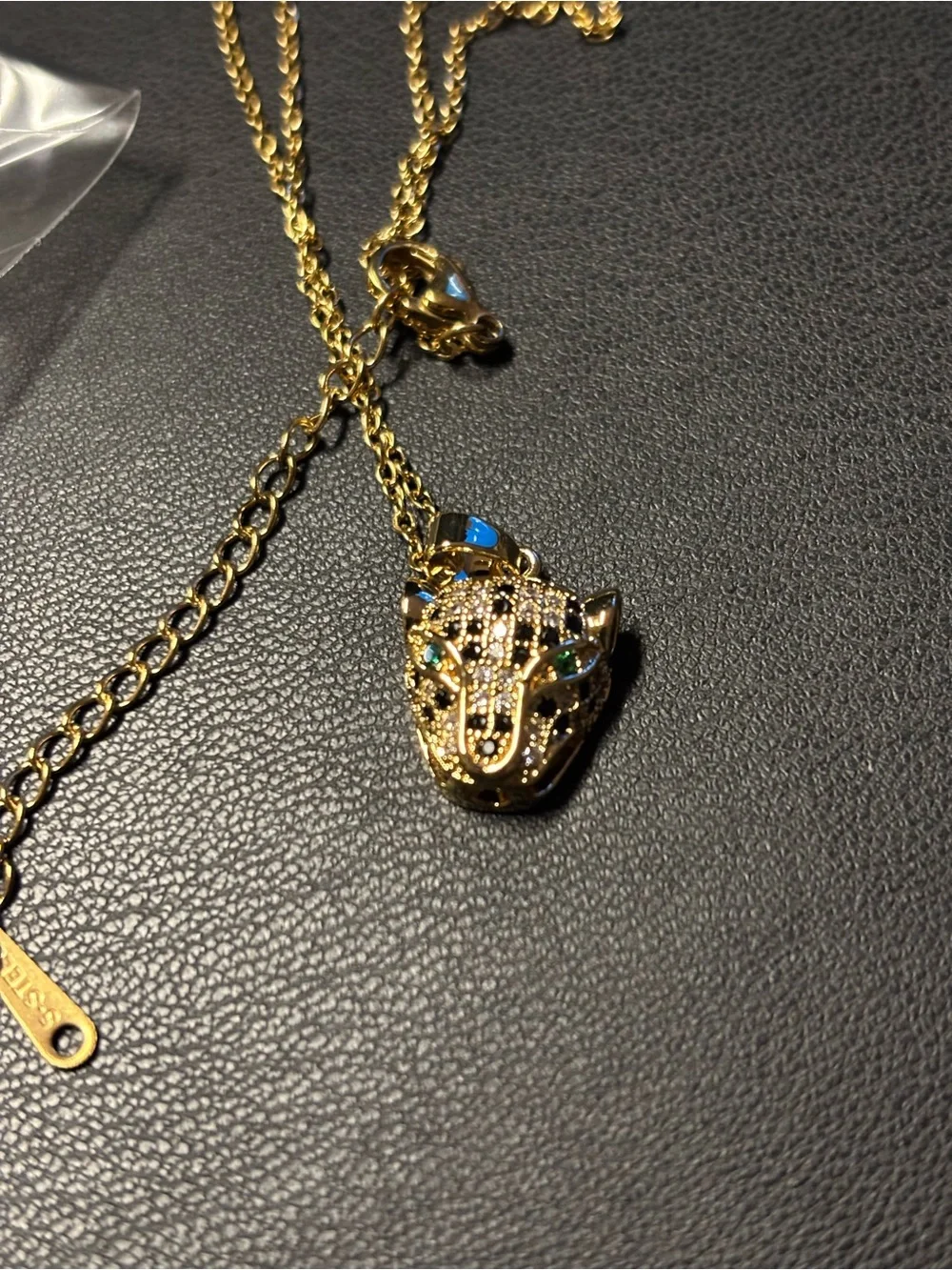 Stainless Steel Gold Plated Leopard Head earrings And Necklace